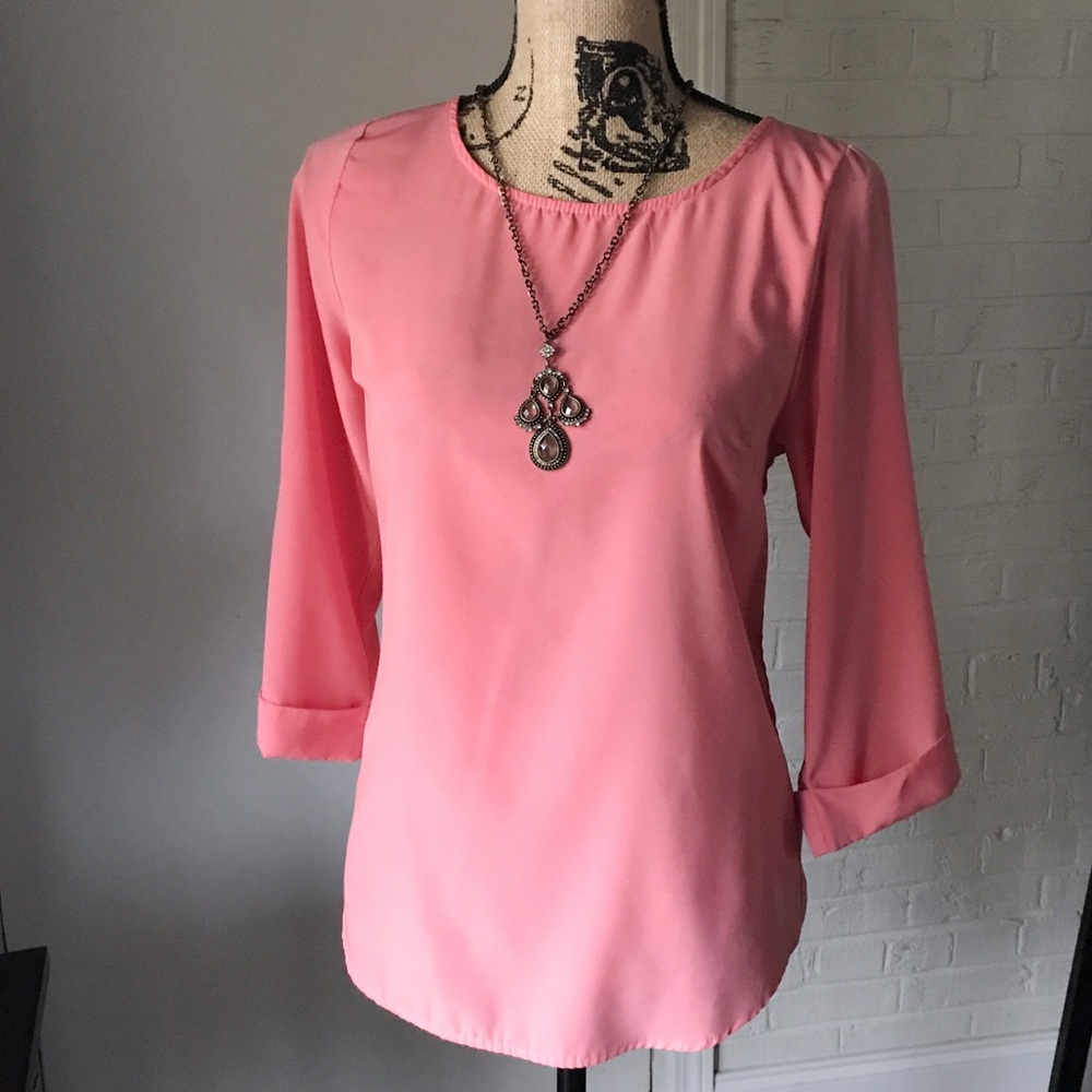 Small Peach Long Sleeve Blouse!